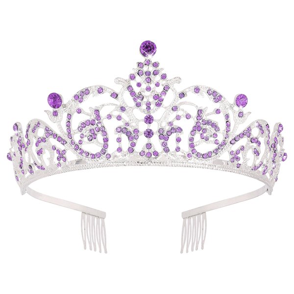 Vovii Purple Princess Tiara for Women Exquisite Modeling Perfect Bridal Headdress Crown for Wedding Ideal Costume Party Hair Accessories Princesses and Girls