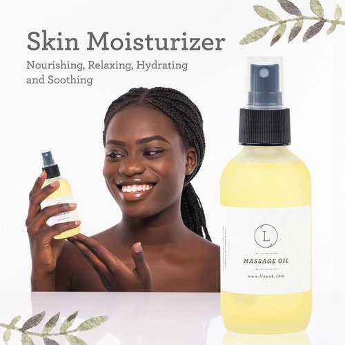 Eucalyptus Massage Oil, Moisturizing Nourishing and Reviving Massage Oil for Silky Skin, 4 oz Pampering Body Oil for Men, Women, Natural, Vegan and Non GMO, Premium Oils Handmade by Lizush.