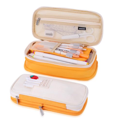 iSuperb Foldable Pencil Case Zipper Big Capacity Aesthetic Canvas Pencil Pouch Compartments Stationery Organizers Pen Bag for Kids Girls Boys Teen Child Student School Supplies Makeup Bags
