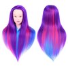 Mannequin Head Manikin Hairdresser Training Head Cosmetology Doll Head (Table Clamp Stand Included) (31" Synthetic Hair, Purple Blue Red Light Blue)
