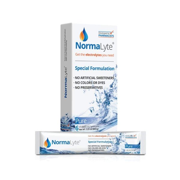 NormaLyte Oral Rehydration Salts- Pack of 6 (Pure) | Electrolyte Powder, Energy Supplements, Electrolytes Powder Packets, Potassium Supplement, Hydration Powder, No Preservatives, Vegan, Dehydration