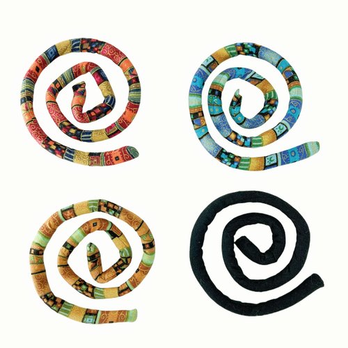 4 Pieces Spiral Lock Hair Tie for Dreadlocks - Iron Wire Embedded, Bendable Ponytail Holders - Long Dreadlock Accessory for Women & Men with Thick Curly Hair