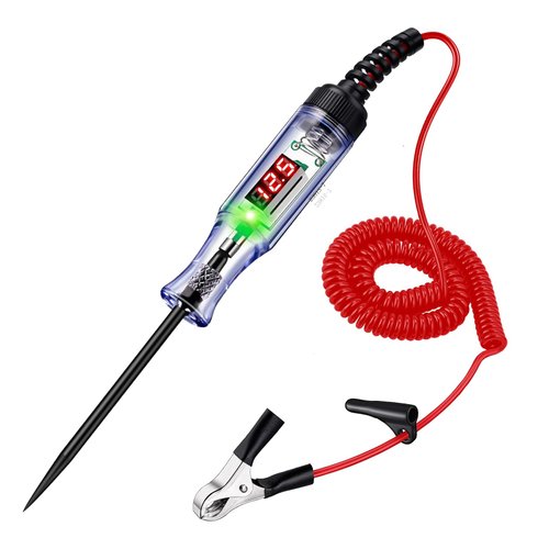 MXCOIRTP Automotive Test Light with 3-120V LED DC Digital Voltage Display, Circuit Tester Automotive with Dual Color Polarity Indicator, Electrical Test Pen with Sharp Hard Steel Probe for Car RV Fuse