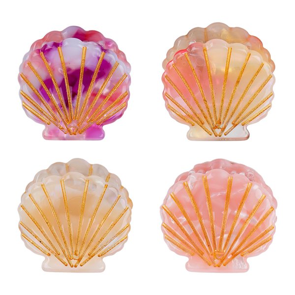 GAFATORY 4Pack Seashell Ocean Hair Clips for Women Blue Mini Hair Clips Small Clips Starfish Seashell Mermaid Accessories Whale Hair Mini Animal Cute Creaseless Hair Clips for Girls