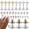 50Pcs 3D Silver Gold Planet Nail Charms Gems, Multi Styles Planet Saturn Cross Star Diamond Nail Gems Nail Jewelry Alloy Nail Rhinestones Charms for Nail Art DIY Jewel Accessories