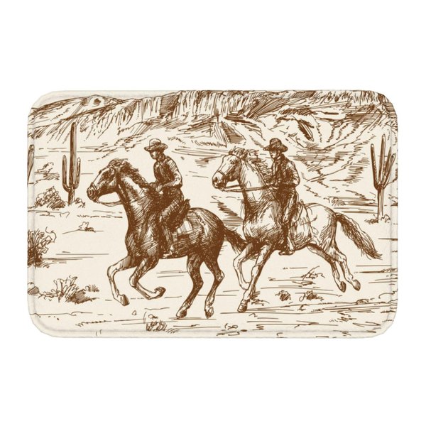 Jbofyee American Wild Western Desert Cowboy Bath Mat Non-Slip Soft Microfiber Bathroom Rugs Washable Bathmat, Carpet Rug Entryway Decor for Tub Shower Room Floor, 24x16 Mat