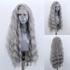 QMSSR Grey Lace Front Wigs Long Loose Wave Hair Gray Wig Heat Resistant Natural Curly Synthetic Lace Front Wigs for Fashion Women