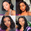 Imeya Short Bob Wigs Water Wave Lace Front Human Hair 13x6 HD Transparent Lace Front Loose Wave Bob Wigs Pre Plucked with Baby Hair Brazilian Remy Wavy Hair Bob Wig 150% Density Glueless 12 Inch