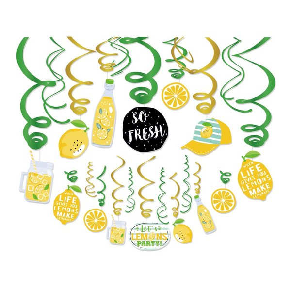 Anor Wishlife Lemon Hanging Decorations,Soda Hanging Swirl Decorations,Lemonade Hanging Swirl Decorations for Party,Together,Celling,Home,Office,Bedroom(30Ct)