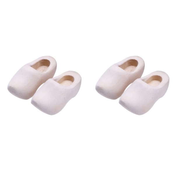 COHEALI Mini Finger Shoes 4pcs Mini Wooden Shoes Miniature Wooden Shoes Blank Wooden Shoes Mini House Decor Miniature Doll Shoes