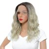 SWACC Shoulder Length Curly Wavy Colored Glueless Lace Front Wigs for Women Middle Part Natural Wave Heat Resistant Synthetic Hair Replacement Wig (Brown Root Blonde Ombre)