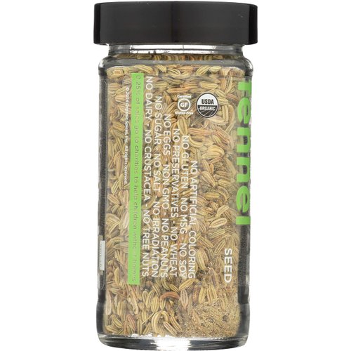 Spicely Organic Fennel Seeds Whole 1.10 Ounce Jar Certified Gluten Free
