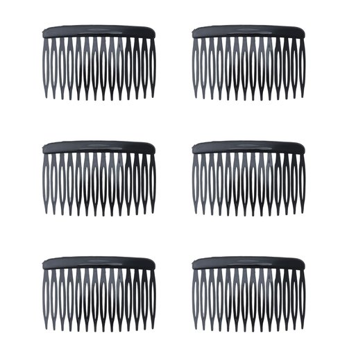 Ruwado 6 Pcs 14 Teeth Hair Side Comb Twist French Vintage Style Hair Clips Pins Accessories Supplies for Women Girls Bridal Wedding Veil Fine Long Curly Hair (Black)