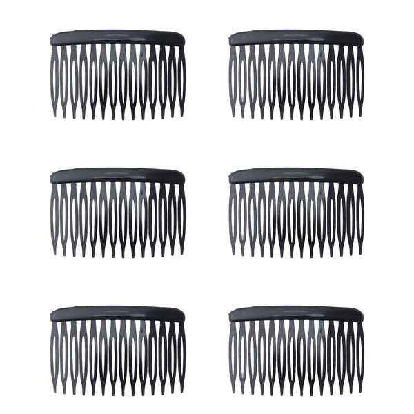 Ruwado 6 Pcs 14 Teeth Hair Side Comb Twist French Vintage Style Hair Clips Pins Accessories Supplies for Women Girls Bridal Wedding Veil Fine Long Curly Hair (Black)