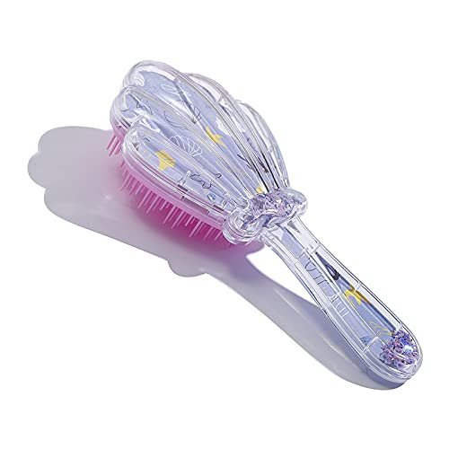 Mermaid Detangler Hair Brush, Detangling Hair Comb Christmas Shell Glitter Comb Hairbrush Massage Scalp No Pain Detangler for Dry & Wet Hair Kids Girls Woman (Purple)