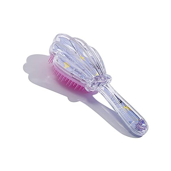 Mermaid Detangler Hair Brush, Detangling Hair Comb Christmas Shell Glitter Comb Hairbrush Massage Scalp No Pain Detangler for Dry & Wet Hair Kids Girls Woman (Purple)