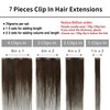 HUAYI Dark Brown Clip in Hair Extensions Real Human Hair 70g Remy Human Hair Clip in Hair Extensions 12 Inches Soft Silky Straight for Fashion Women 7pcs 16clips Brown Hair Extensions