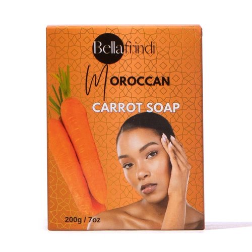 Bellafrindi Carrot Soap Bar for Body & Face - Moroccan Made with Natural Ingredients Gentle Soap – For All Skin Types – 200gm Bar