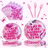 96 PCS I'm the Birthday Girl It's Me Tableware kit, Music Themed Party Supplies for Girls Fans Birthday Decorations Hi I'm the Birthday Girl Music Plates Napkins Tableware Set for 24 Guests
