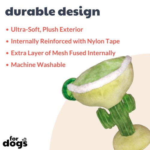 Huxley & Kent for Dogs | Margarita Loco (Small) | Power Plush Dog Toy with Squeaker | Funny Dog Toy | Cute Dog Toy | H&K Squeaky Dog Toy