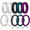 Saco Band Silicone Ring Wedding Band for Women - 10 Pack Ring Set (White, Black, Pearl Silver A, Dark Teal B, Purple 2613 - Size 6.5-7 (17.35mm))