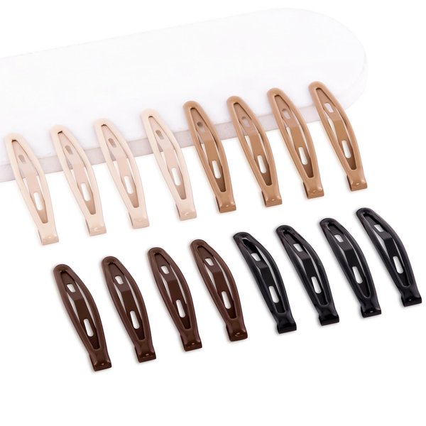 Cptots Snap Hair Clips Metal Hair Barrettes for Women Non Slip Barrettes for Thick and Thin Fine Hair,Brown,2.36 x 0.43 Inches,16 PCS