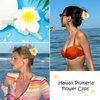Hapdoo 1PC Hawaiian Flower Hair Clips, Plumeria Frangipani Hair Claw Clip, Tropical Artificial Floral Party Beach Hair Clips for Thin Hair Thick Hair, Luau Hawaii Bridal Wedding Hair Accessories
