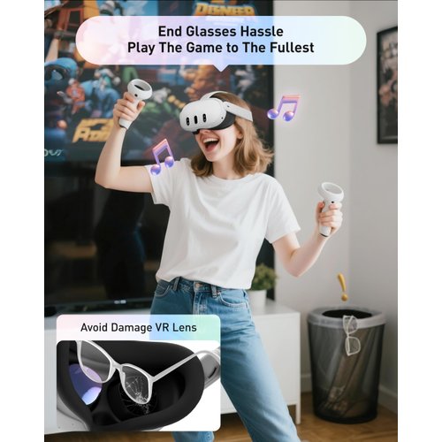 VR Myopia Glasses Lenses for Quest 3, Maxonar Lenses Insert Compatible with Meta Quest 3, Easy-to-Install SPH:-5.25 (One Lens)