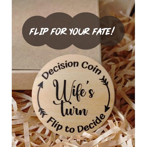 HDSterHeart Decision Maker Coin Funny Couple Gifts for Women Men, Couples Decision Making, Wooden Decision Flip Coin, Double-Side Decision Coin, Gift for Husband Wife, Funny Couple Games