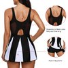 Zando Womens Swimsuit One Piece Swimdress Tummy Control Swim Dress Swimwear Slimming Skirt Swimsuits Bathing Suit Black White XL (US 12-14)