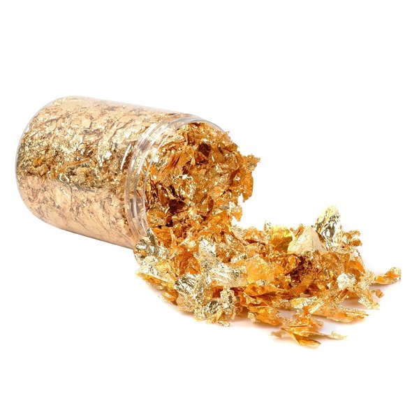 Gold Leaf Flakes,Gold Foil Flakes for Resin，10g Metallic Foil Flakes，for Nail Art, Painting, Crafts, Slime and Resin Jewelry Making ， DIY Crafts，Slime and Resin Jewelry Making