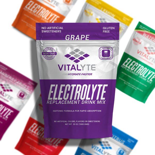 Vitalyte Electrolyte Powder Drink Mix, Isotonic Electrolyte Hydration Mix, Gluten Free Post Workout Powder Mix, Pack of 1, 35 oz., Grape Flavor