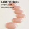 Short Press on Nails Solid Skin Tone Glossy Gel Square Acrylic Fake Nails Solid Skin Tone Color Supremely Natural Fit Reusable Glue Stick On Nails for Women Nail Art Kit for Summer Holiday 24pcs
