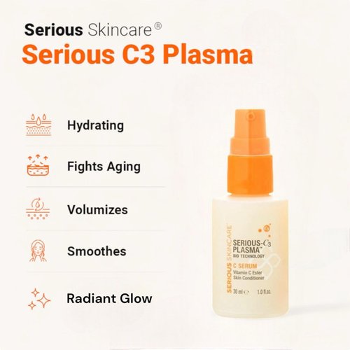 Serious Skincare - C Serum - Vitamin C Ester Skin Conditioner - Anti-Aging - Hydrating - Softer, Radiant Skin - C3 Plasma Hydrolyzed Collagen - For Fine Lines & Wrinkles - 1 oz.