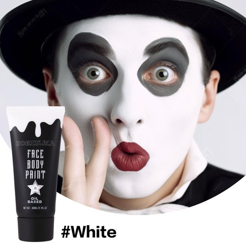 BOBISUKA White Face Paint, Clown Makeup Body Paint, Blendable Cream Face Painting Kits for Skull Joker Vampire Mime , Halloween Skeleton Cosplay, Costume, Parties,Stage, Theater