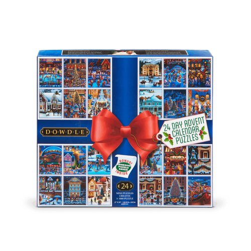 Buffalo Games - Dowdle - 24 Days of Christmas Advent Calendar Puzzles – 24 Mini Puzzles to Unbox - 1,000 Total Pieces