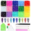 ZYNERY 18000pcs Flatback Rhinestones, 15 Mixed Color Jelly Rhinestones Round Shape Crystals Rhinestones for Crafts Nail Face Art Shoes Diamond Painting with Storage Box/Tweezers/Drill Pen (3mm)