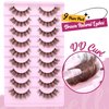 Brown Lashes Natural Look False Eyelashes Faux Mink 6D Wispy Fluffy Eye Lashes DD Curl Fake Eyelashes 9 Pairs Pack