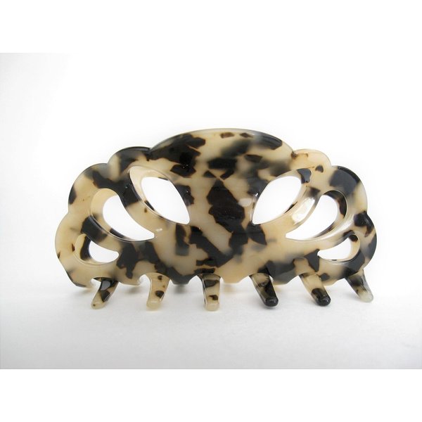 Black and beige marbled hair claw clip for medium fine hair