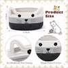 Zopeal Cat Basket Storage Woven Basket Organizer with Ears Decorative Pet Toy Cute Basket Cotton Rope Basket for Gift Cat Dog Toy Bin Nursery Room Kid (White, Light Gray and Gray,8.3 x 4.7 Inch)