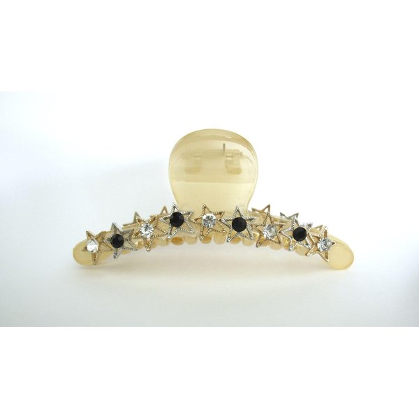 Generic Clear transparent lite golden beige crystal star hair claw clip for fine, thin