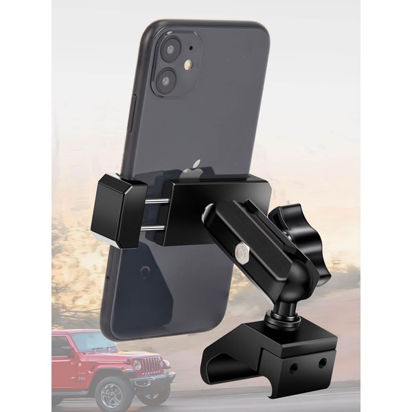 Nilkatss Aluminum Alloys Phone Mount for Jeep Wrangler 2018-2023 JL JLU 4xe&2020-2023 Gladiator JT,Camera Friendly forJeep Wrangler Phone Mount Compatible with 4.7" to 6.8" Smartphone