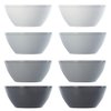 US Acrylic Fresco 28 oz. Plastic Stackable Snack Bowls for Cereal and Ice Cream in Grey Colors | Set of 8 | 6-inch Reusable, BPA-Free, Made in the USA, Dishwasher Safe Dinnerware