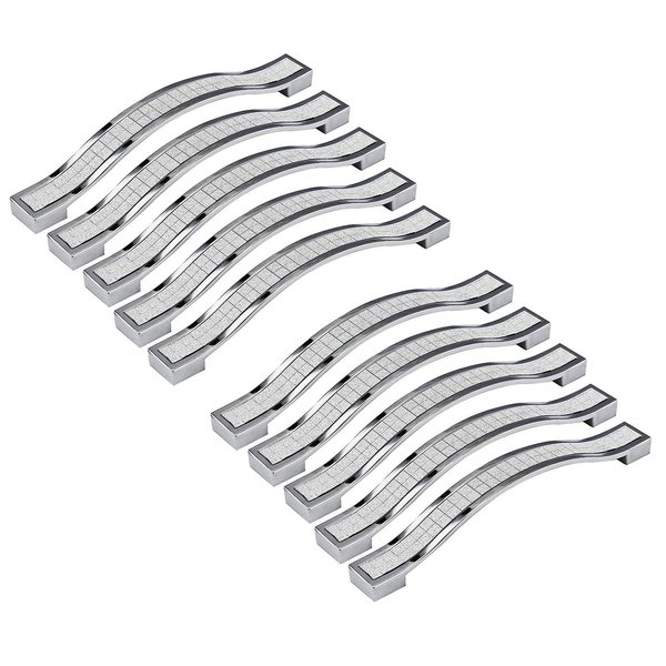 abcGoodefg Euro Modern Grind Arenaceous Rhinestone Crystal Cabinet Handle, 7.8" Length (6.3" Hole Centers), Silver, Zinc Alloy, 5-Pack