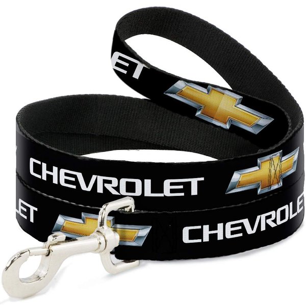 Dog Leash Chevrolet Bowtie Black Gold White 6 Feet Long 1.0 Inch Wide
