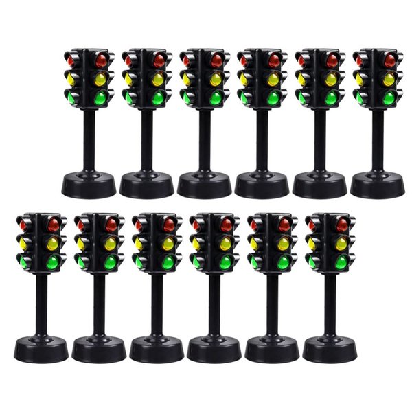 Gadpiparty Miniature Toys 12pcs Toy Traffic Lights for Kids Traffic Signals Light Model Lamp Toys Early Education Playthings Simulation Lights Playset for Children Toddler, Black Childrens Toys