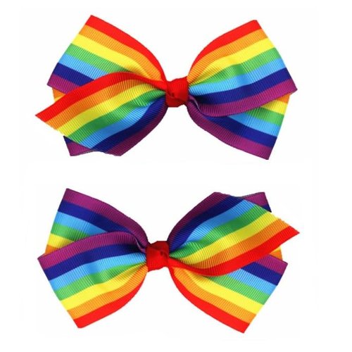 2Pcs Rainbow Hair Clips Hair Bow for Women Girls Rainbow Hair Accessories Pride Day Hair Accessories (4Inch Rainbow)，Clips and Barrettes，Rainbow Hair Clips，Ribbon Hair Clip