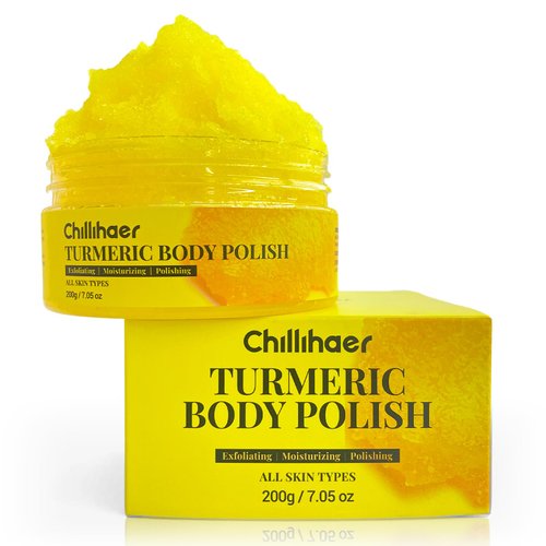 CHILLIHAER Turmeric Scrub For Dark Armpit Remover, Turmeric Body Scrub Exfoliator For Inner Thigh Dark Spots,Natural Glow Brightening Exfoliating Body Scrub,Cellulite Butt Sugar Scrub For Private Area