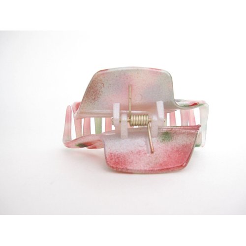 Generic Spotted magenta red green black white hair claw clip for medium fine hair