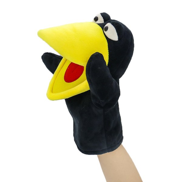 crow plush hand puppet, about 9.84inch crow plush animal hand puppet plush toy, Birthday children's parent-child interactive early education toys, Christmas, cute role-playing